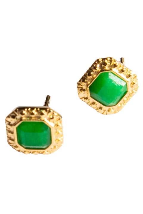 Park Green jade square stud earrings