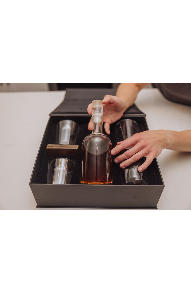 Legacy Ambassador Whiskey Box with Decanter and 4 Lowball Glasses, Alternate, color, Black