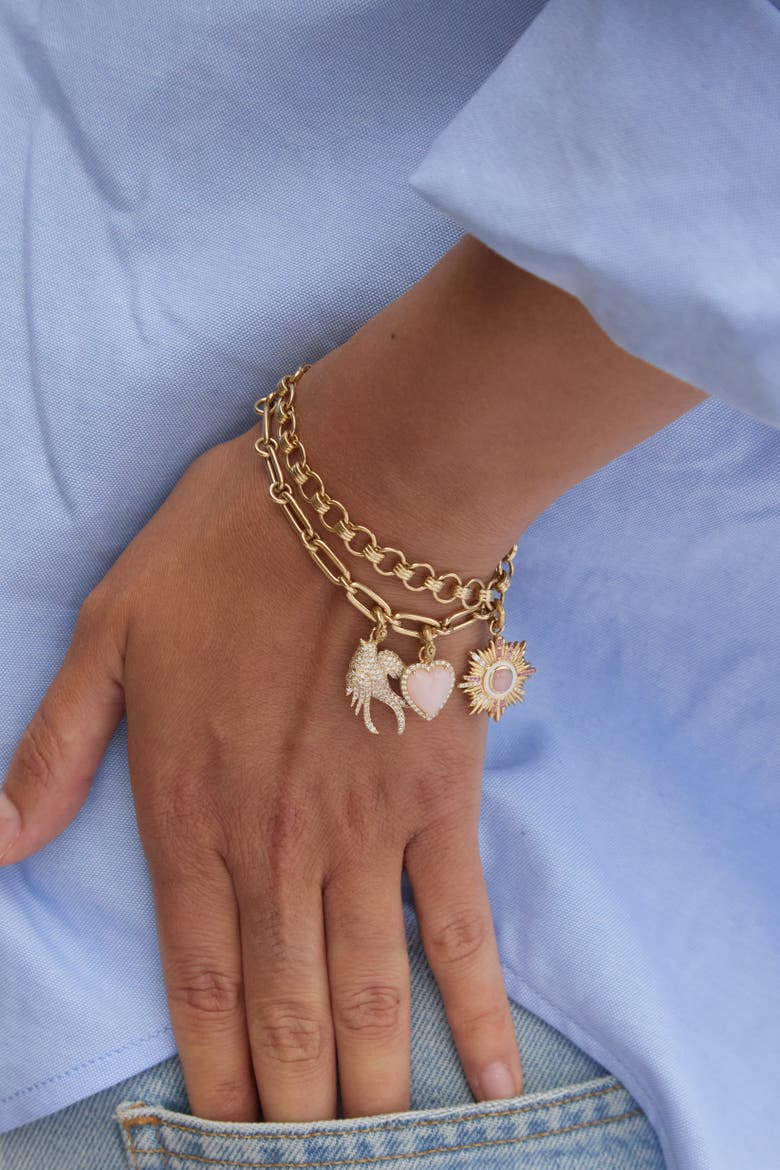 Alana Heart Charm with Pink Opal and Diamonds, Alternate, color, Pink Opal