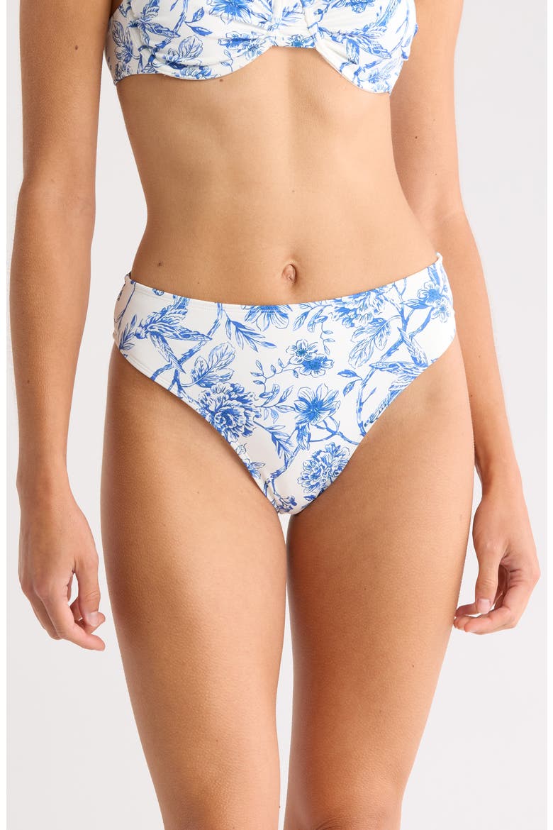 High Waist Bikini Bottoms, Main, color, BLUE CHINOISERIE