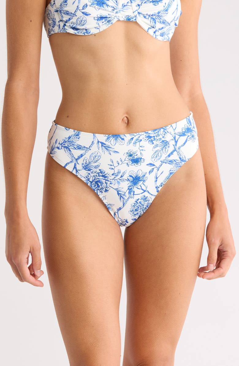 Hutch High Waist Bikini Bottoms, Main, color, Blue Chinoiserie