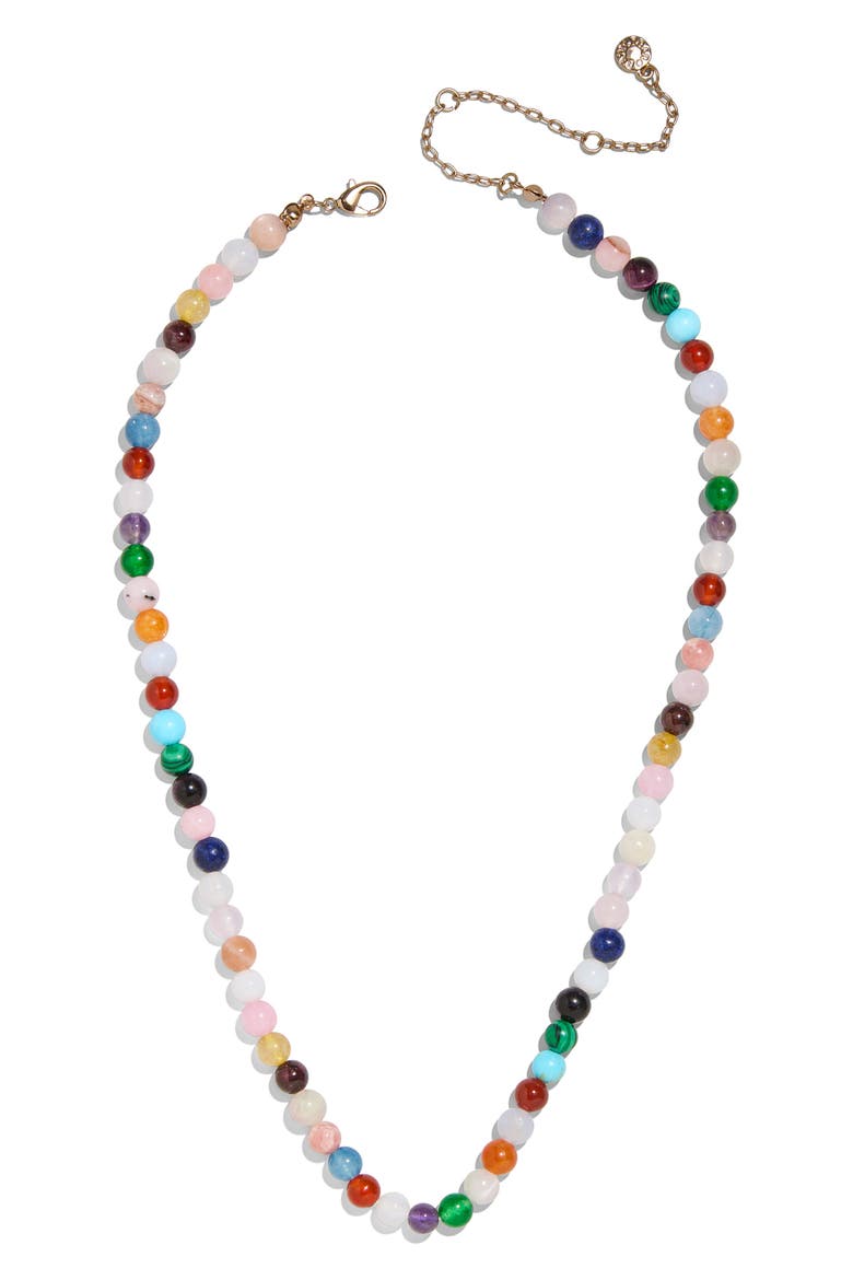 Semiprecious Stone Beaded Necklace, Main, color, WHITE MULTI