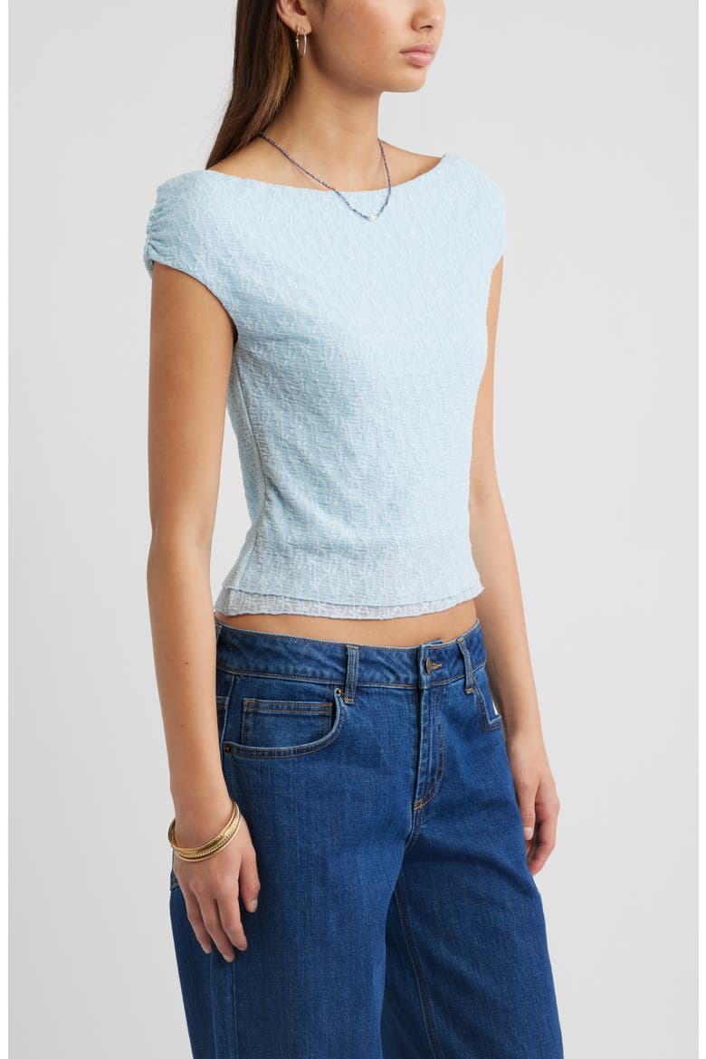Off the Shoulder Lace Knit Top, Alternate, color, BLUE SKYRIDE