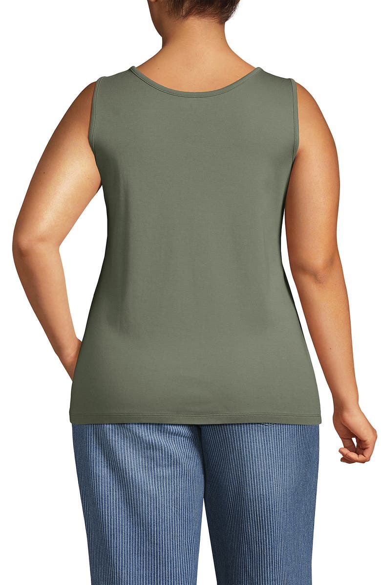 Lands' End Cotton Tank Top, Alternate, color, Sage