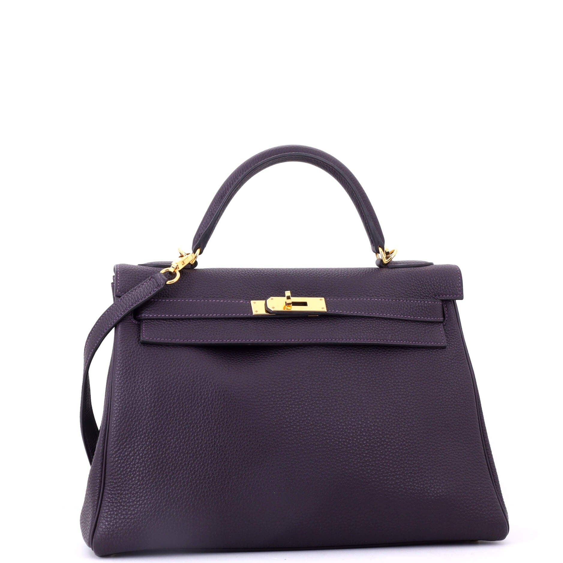 Pre-Owned Hermes Kelly Handbag Purple Togo with Gold Hardware 32, Alternate, color, Raisin