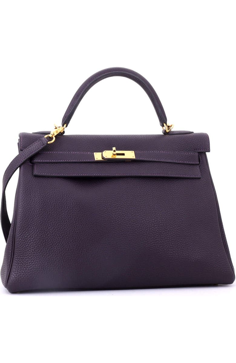 Pre-Owned Hermes Kelly Handbag Purple Togo with Gold Hardware 32, Alternate, color, Raisin