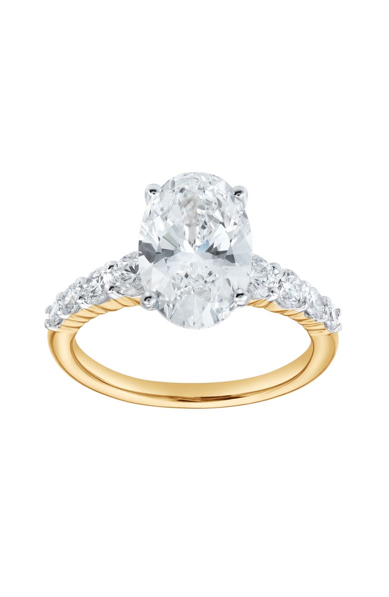 LuvMyJewelry Julia 14K Yellow Gold Oval Lab Grown Diamond Engagement Ring - 3.7 Ct, Main, color, 14K Yellow Gold