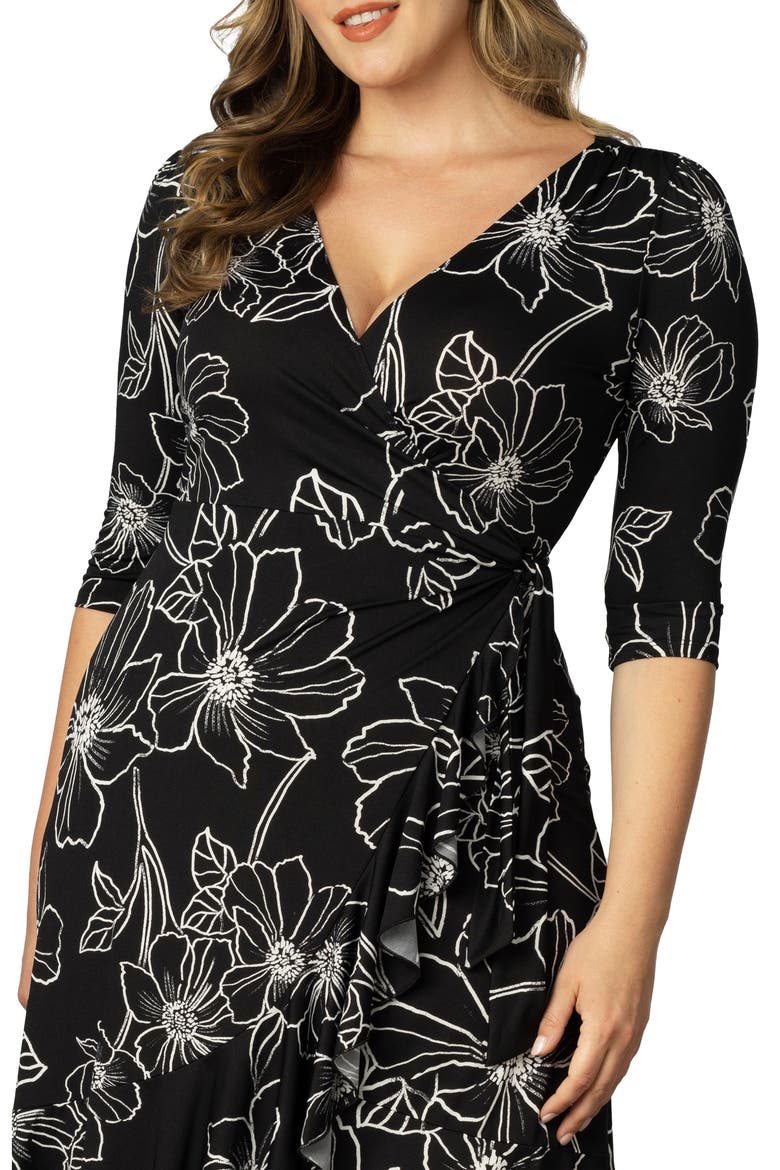 Flirty Flounce Wrap Dress, Alternate, color, BLACK FLORALS