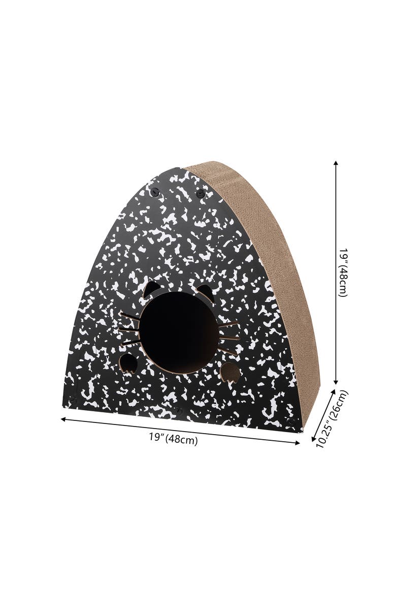 The Licker Store Koko Cardboard Triangle Cat Cave Scratcher with Catnip, Alternate, color, Black/White