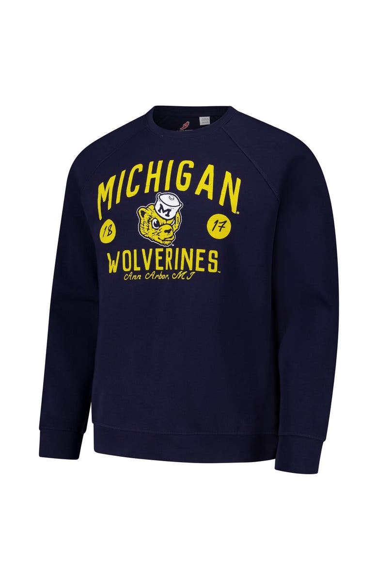 LEAGUE COLLEGIATE WEAR Men's League Collegiate Wear Navy Michigan Wolverines Bendy Arch Essential 2.0 Pullover Sweatshirt, Alternate, color, Navy