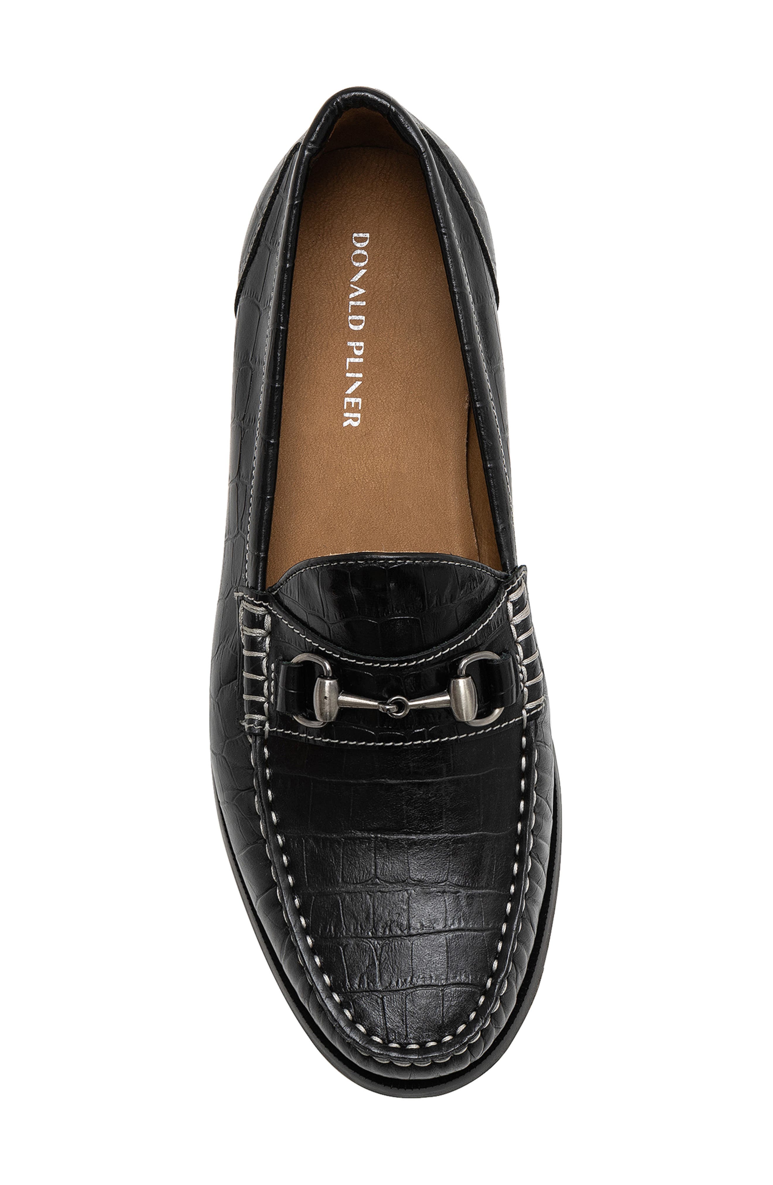 Donald Pliner Croc Embossed Bit Loafer, Alternate, color, Black