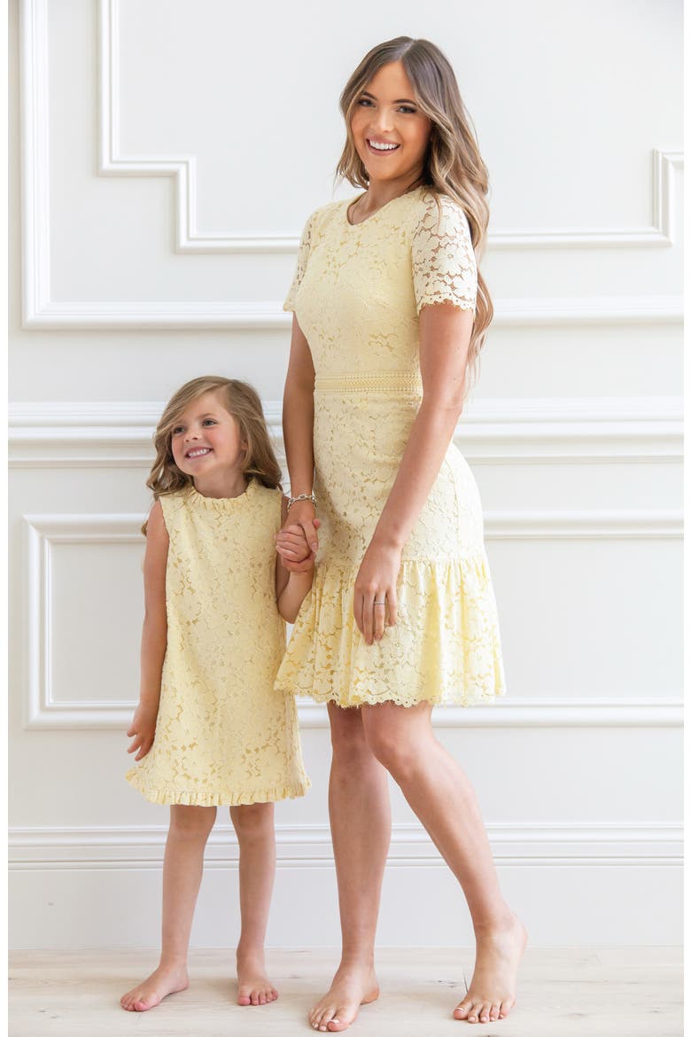 Lace Shift Dress, Alternate, color, YELLOW CLOVER