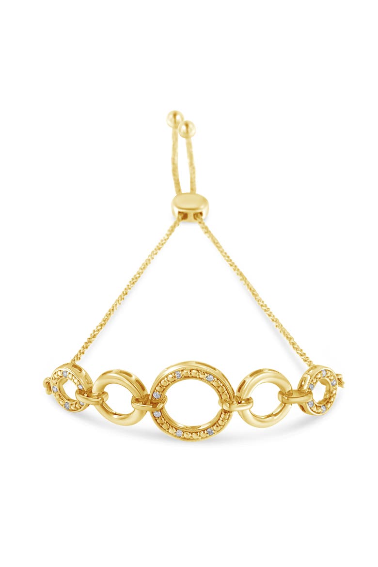 10K Yellow Gold over Silver Diamond Accent Graduated Infinity Circle Bolo Bracelet, Main, color, Yellow