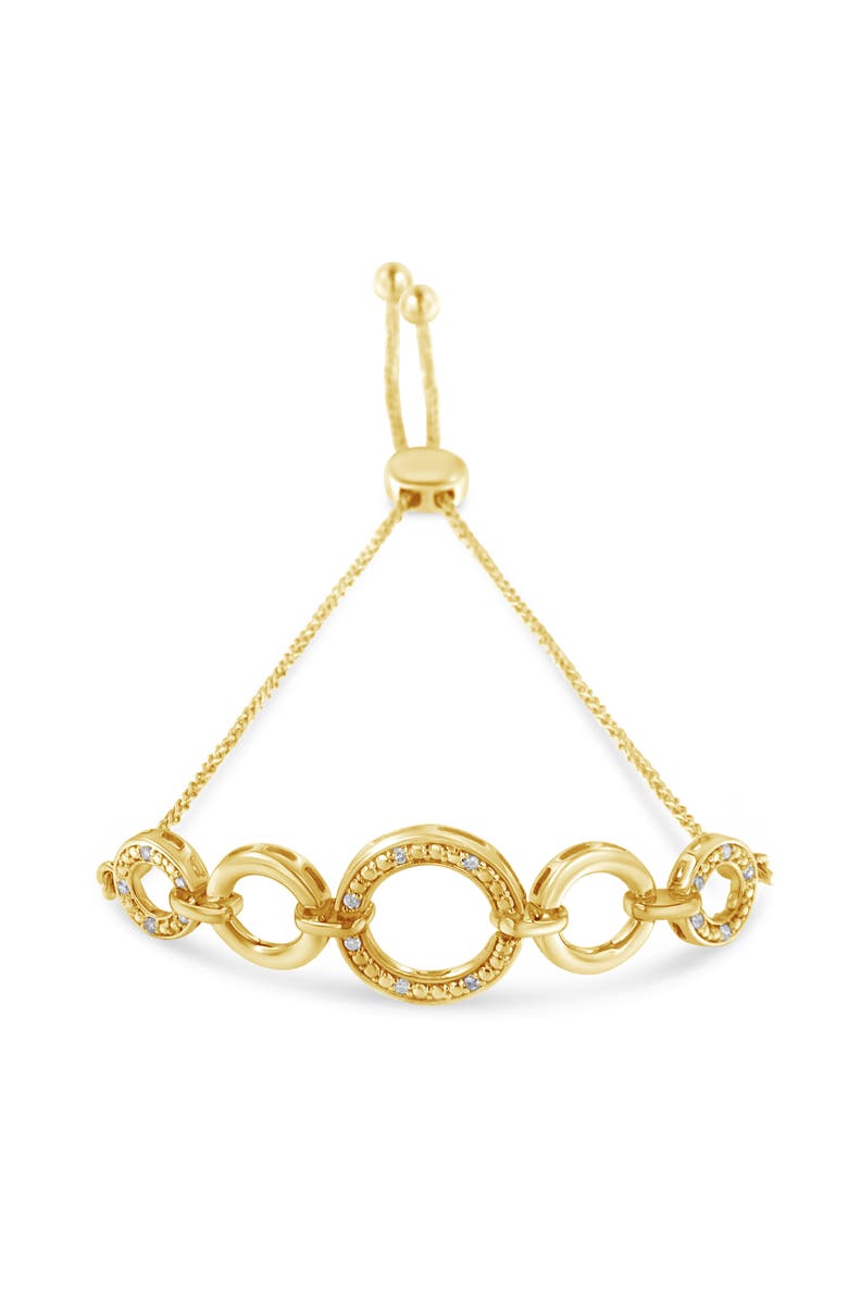 Haus of Brilliance 10K Yellow Gold over Silver Diamond Accent Graduated Infinity Circle Bolo Bracelet, Main, color, Yellow