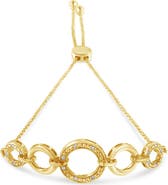 Haus of Brilliance 10K Yellow Gold over Silver Diamond Accent Graduated Infinity Circle Bolo Bracelet