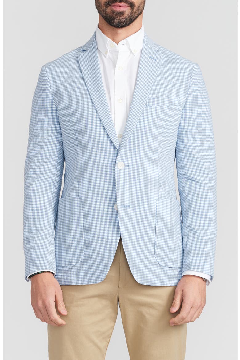 Blue Check Seersucker Sport Coat, Main, color, BLUE