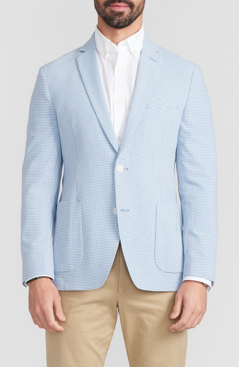 SAVILE ROW CO Blue Check Seersucker Sport Coat, Main, color, Blue