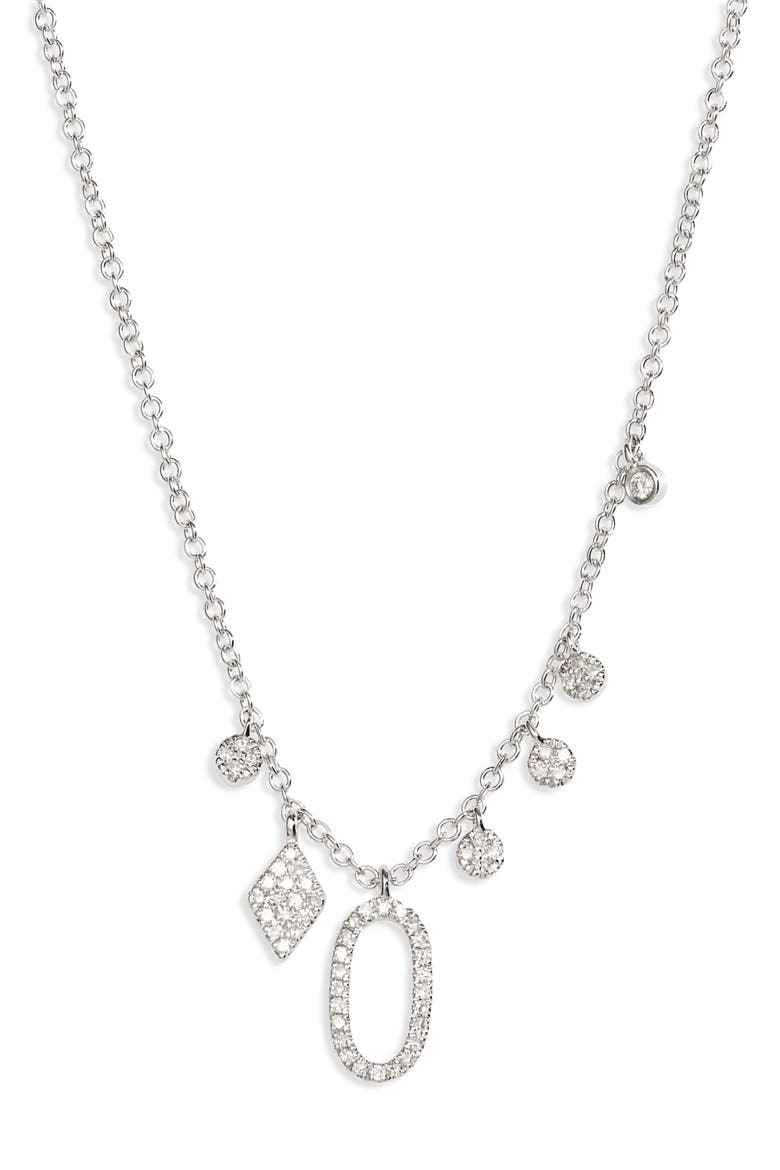 Diamond Charm Necklace, Main, color, WHITE GOLD