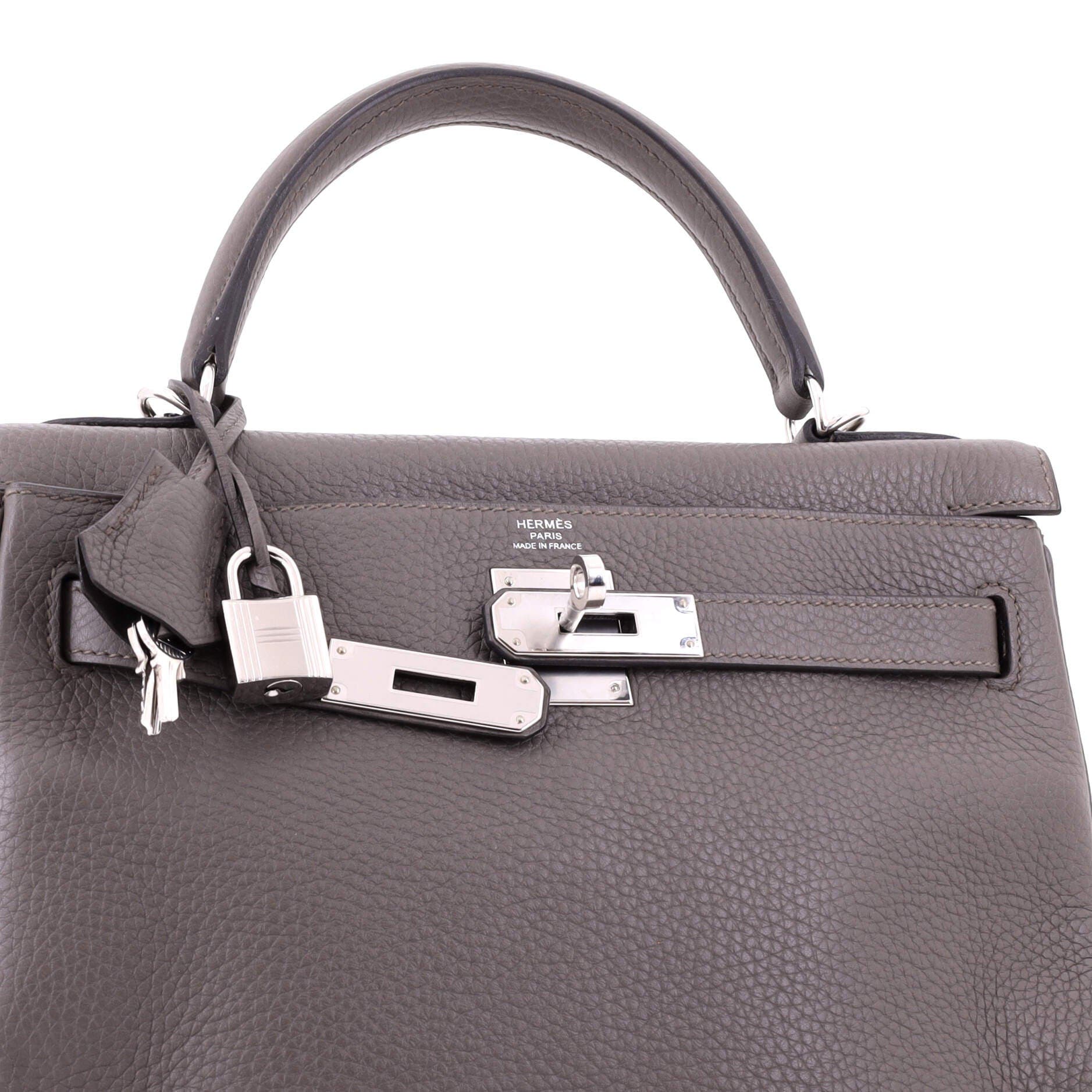 Kelly Handbag Grey Clemence with Palladium Hardware 28, Alternate, color, Grey