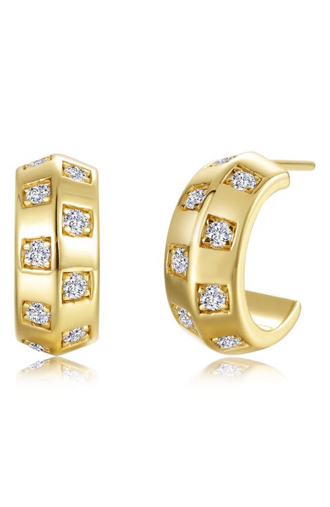 Classic Barrel Beat Simulated Diamond Huggie Earrings