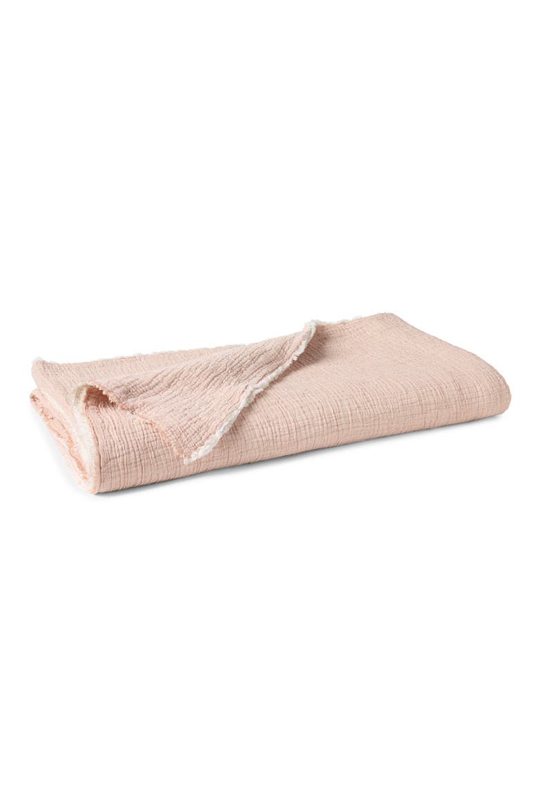 Topanga Organic Cotton Matelassé Bed Blanket, Main, color, PRALINE CHAMBRAY