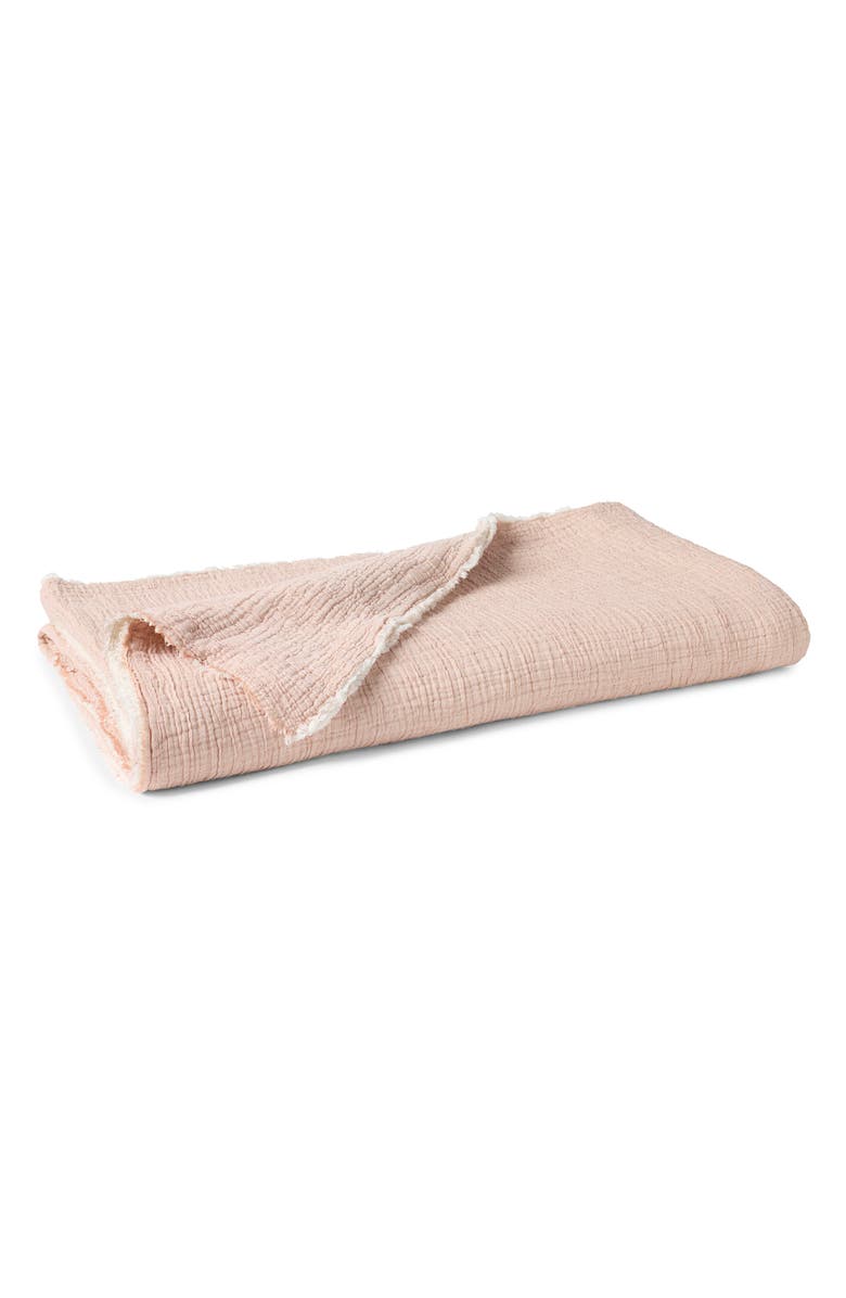 Coyuchi Topanga Organic Cotton Matelassé Bed Blanket, Main, color, Praline Chambray