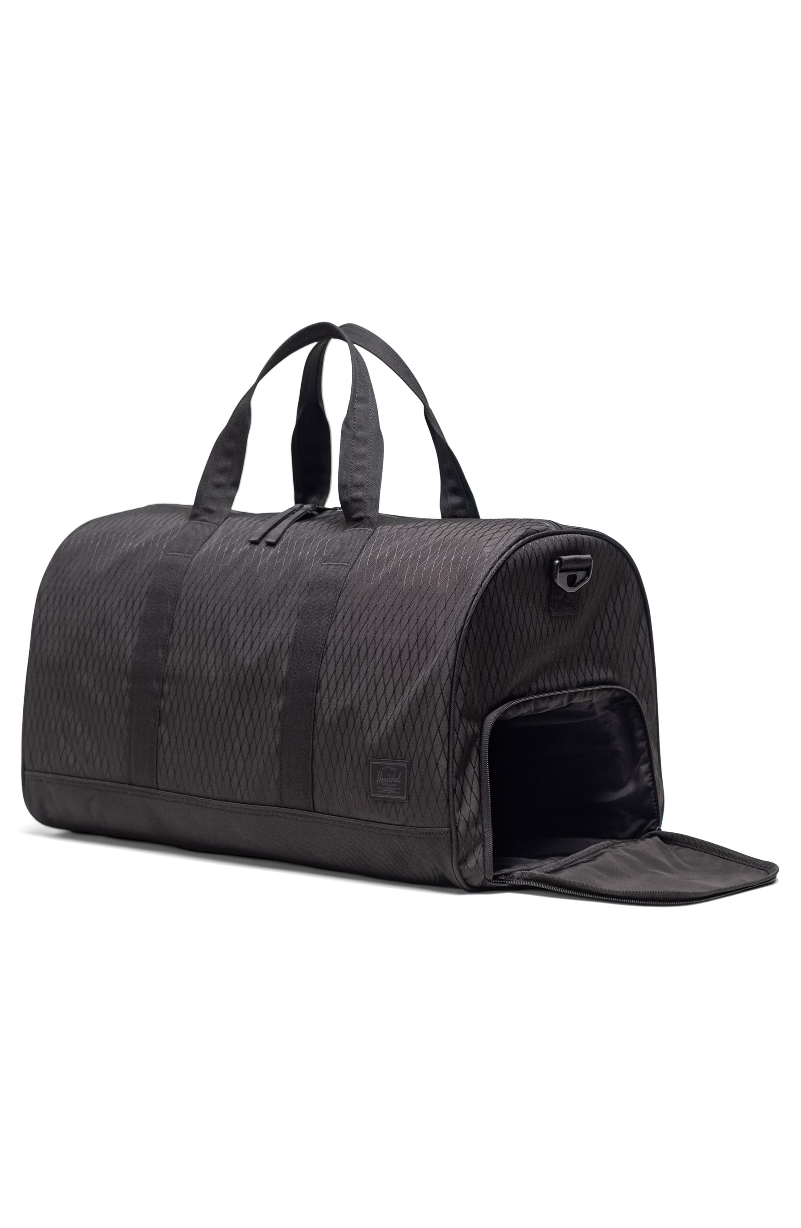 Herschel Supply Co. Novel Recycled Polyester Duffle Bag, Alternate, color, Black Diamond/Black