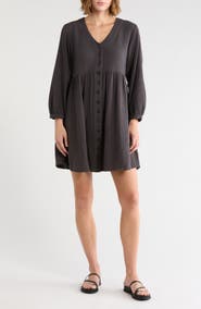 Madewell Nima Long Sleeve Double Gauze Cotton Minidress