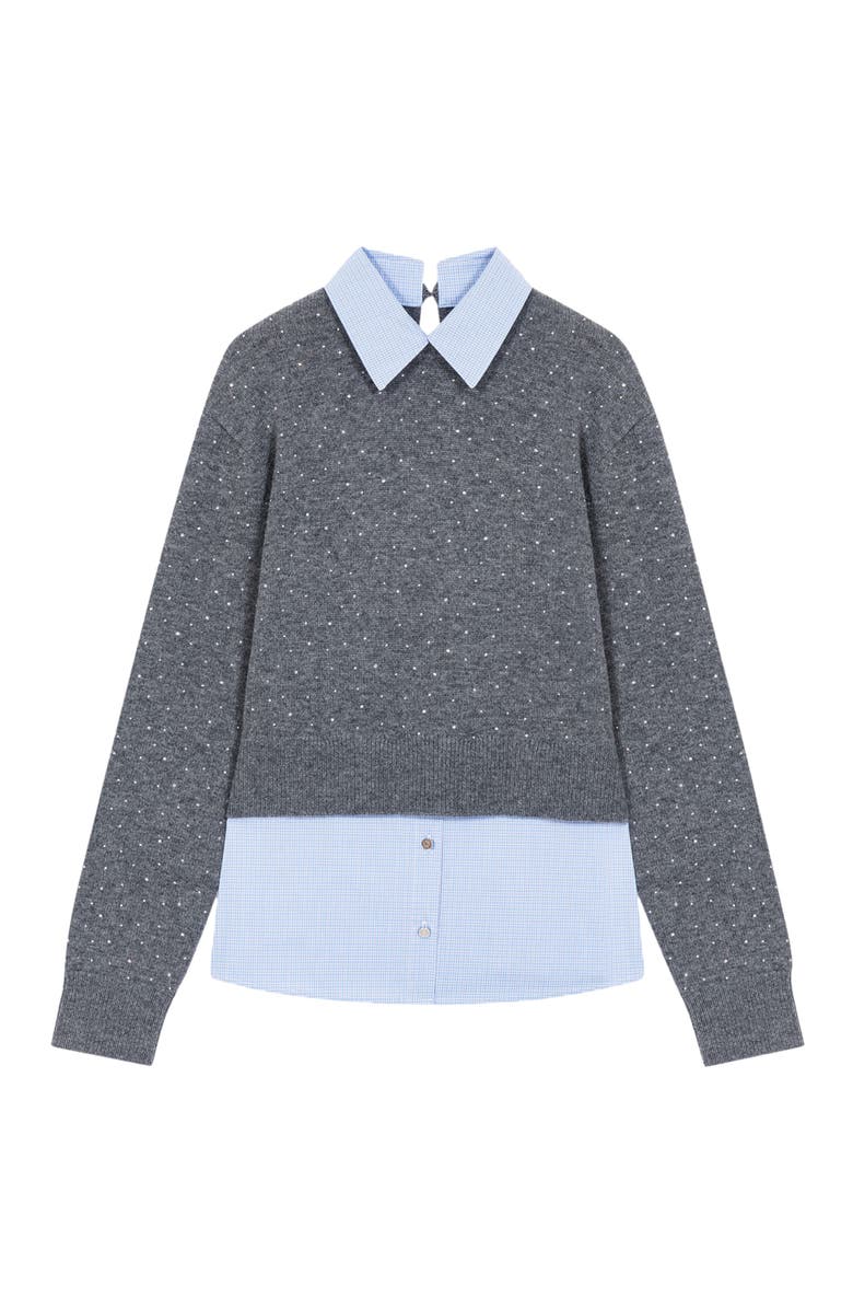 maje Removable rhinestone trim sweater, Alternate, color, Grey