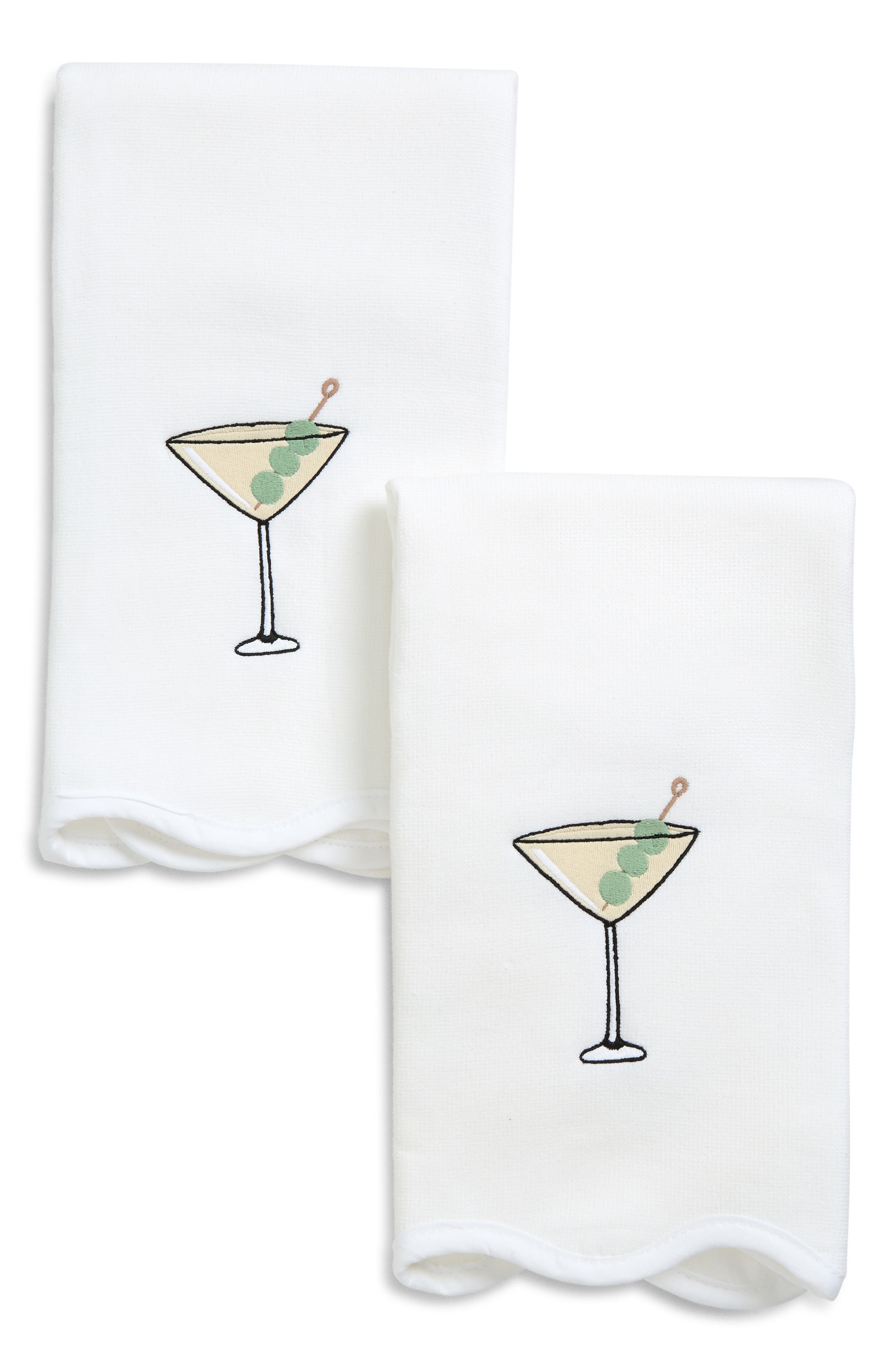 WEEZIE Set of 2 Scallop Powder Bath Towels - Martini