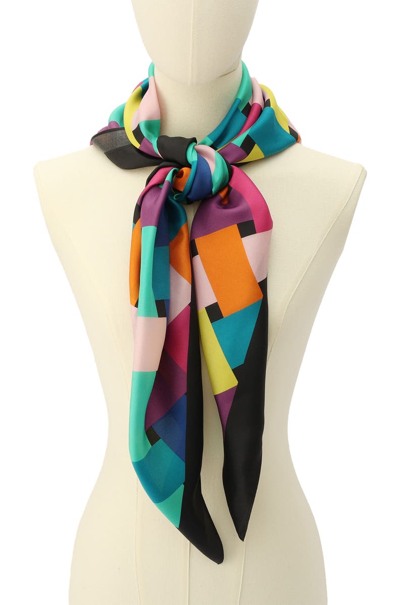 Kurt Geiger London Basket Weave Rainbow Large Square Scarf, Alternate, color,