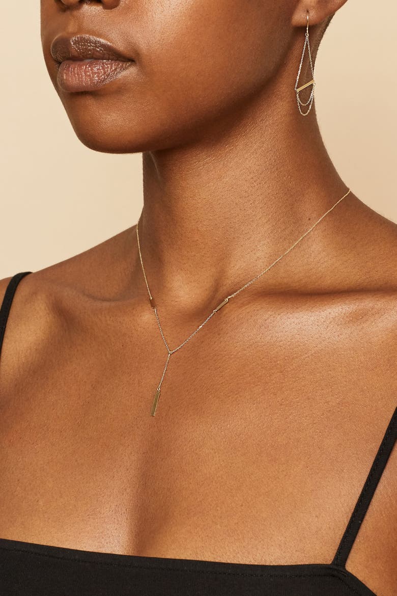 14K Gold Brooklyn Bar Drop Necklace, Alternate, color, Rose Gold