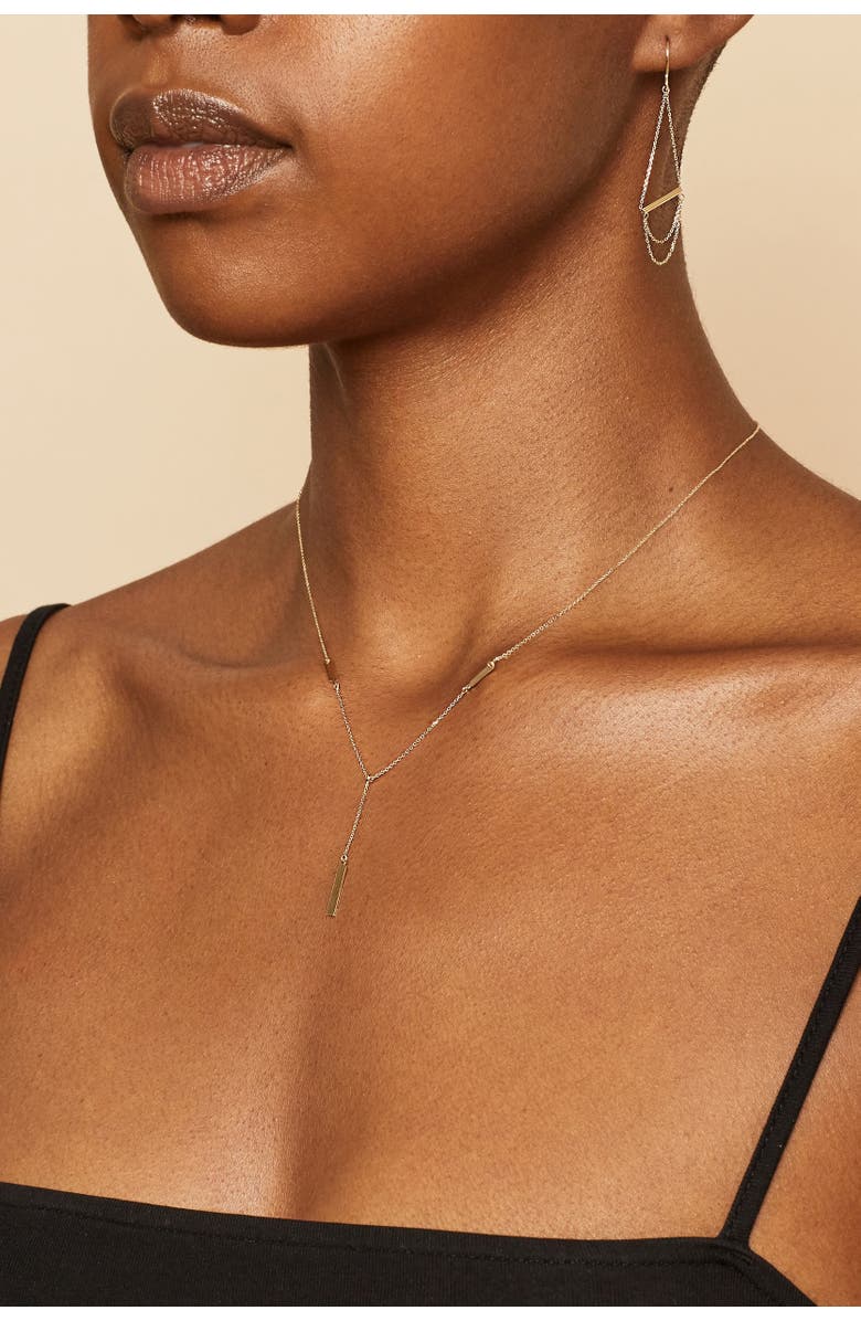 Oradina 14K Gold Brooklyn Bar Drop Necklace, Alternate, color, Rose Gold