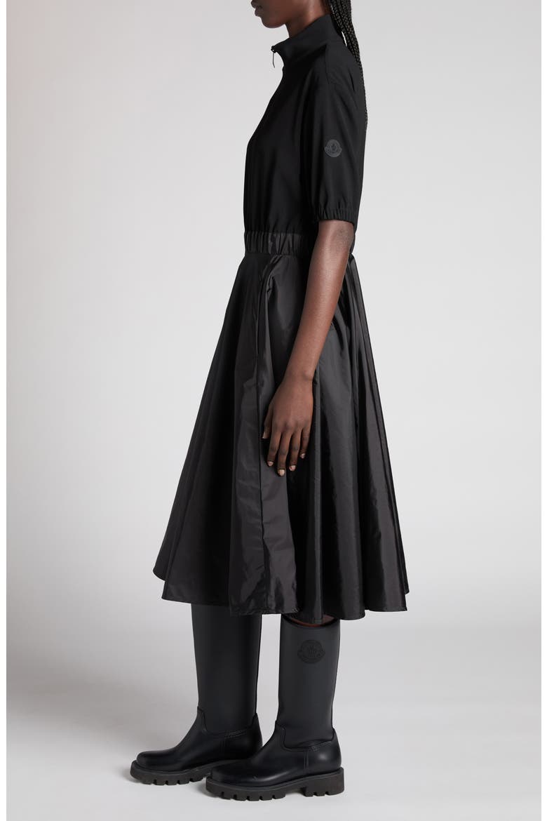 Mixed Media A-Line Dress, Alternate, color, BLACK