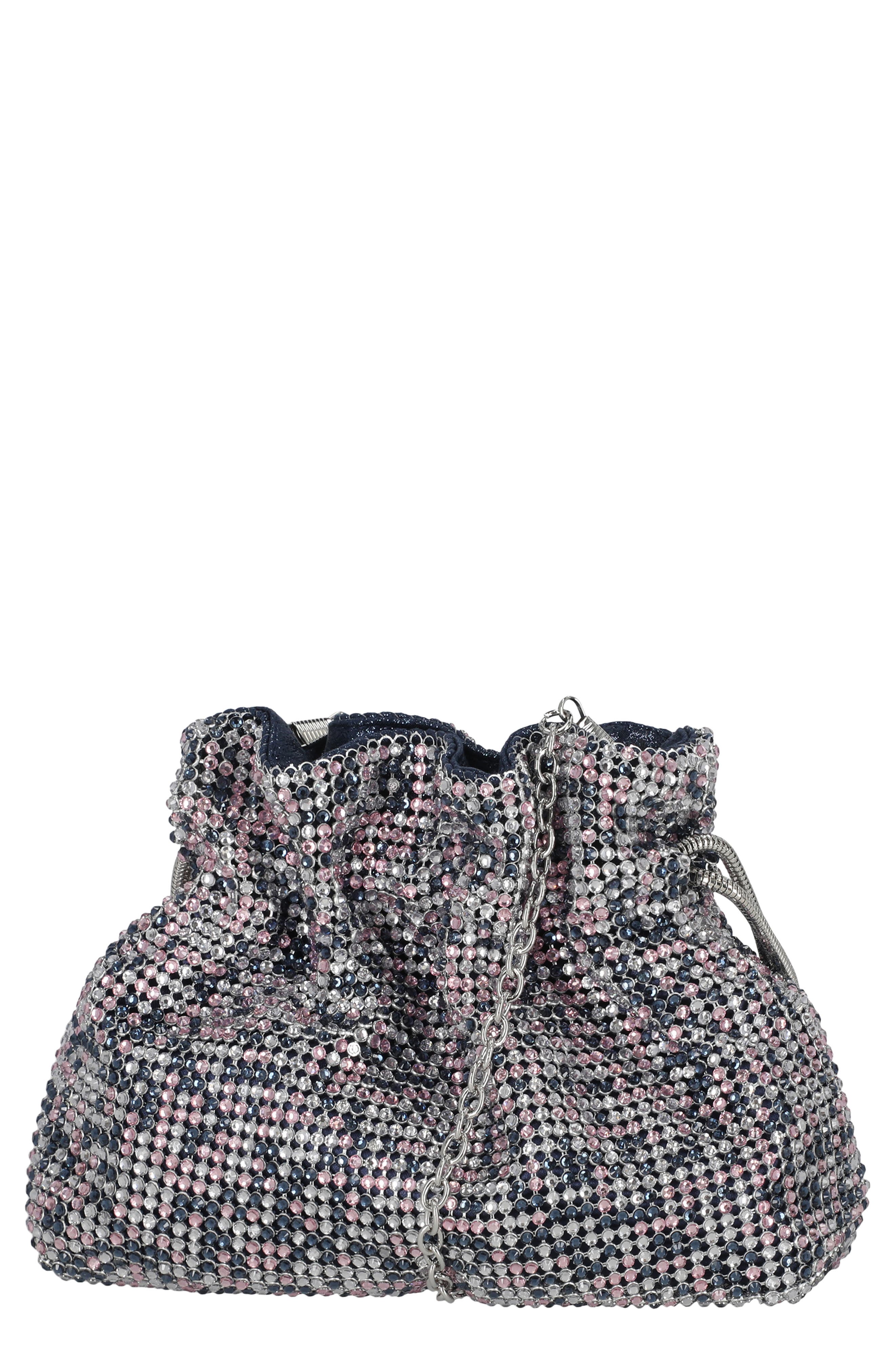 Jessica McClintock Maxine Rhinestone Mesh Bucket Clutch