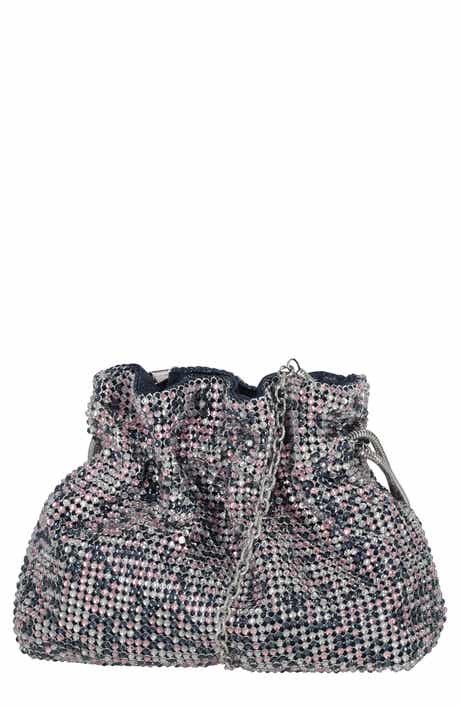 Jessica McClintock Maxine Rhinestone Mesh Bucket Clutch
