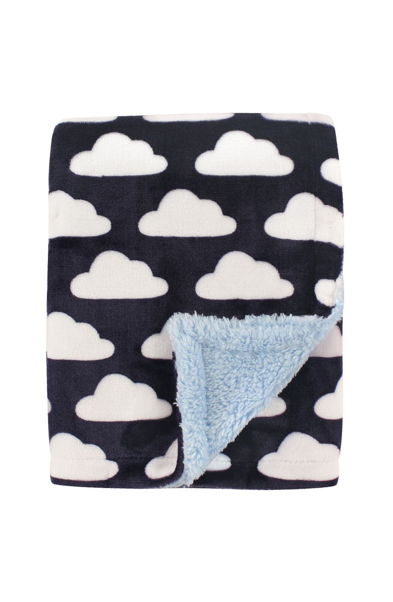 Hudson Baby Double Layer Blanket, Main, color, Navy Clouds