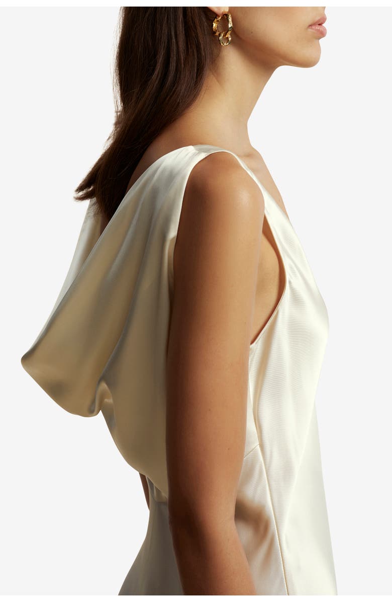 Marina Moscone Cowl Back Satin Slipdress, Alternate, color, Ivory
