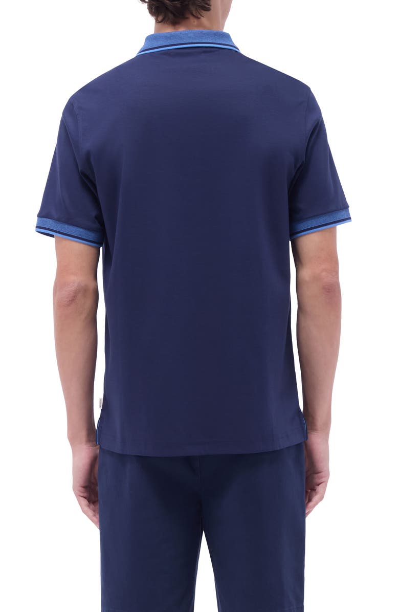 Bugatchi Tipped Pima Cotton Piqué Polo, Alternate, color, Navy
