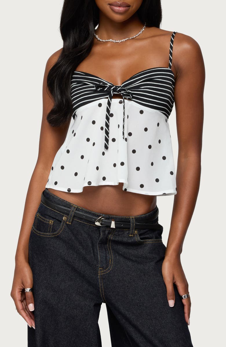EDIKTED Tilly Mixed Print Top, Main, color, Black-And-White