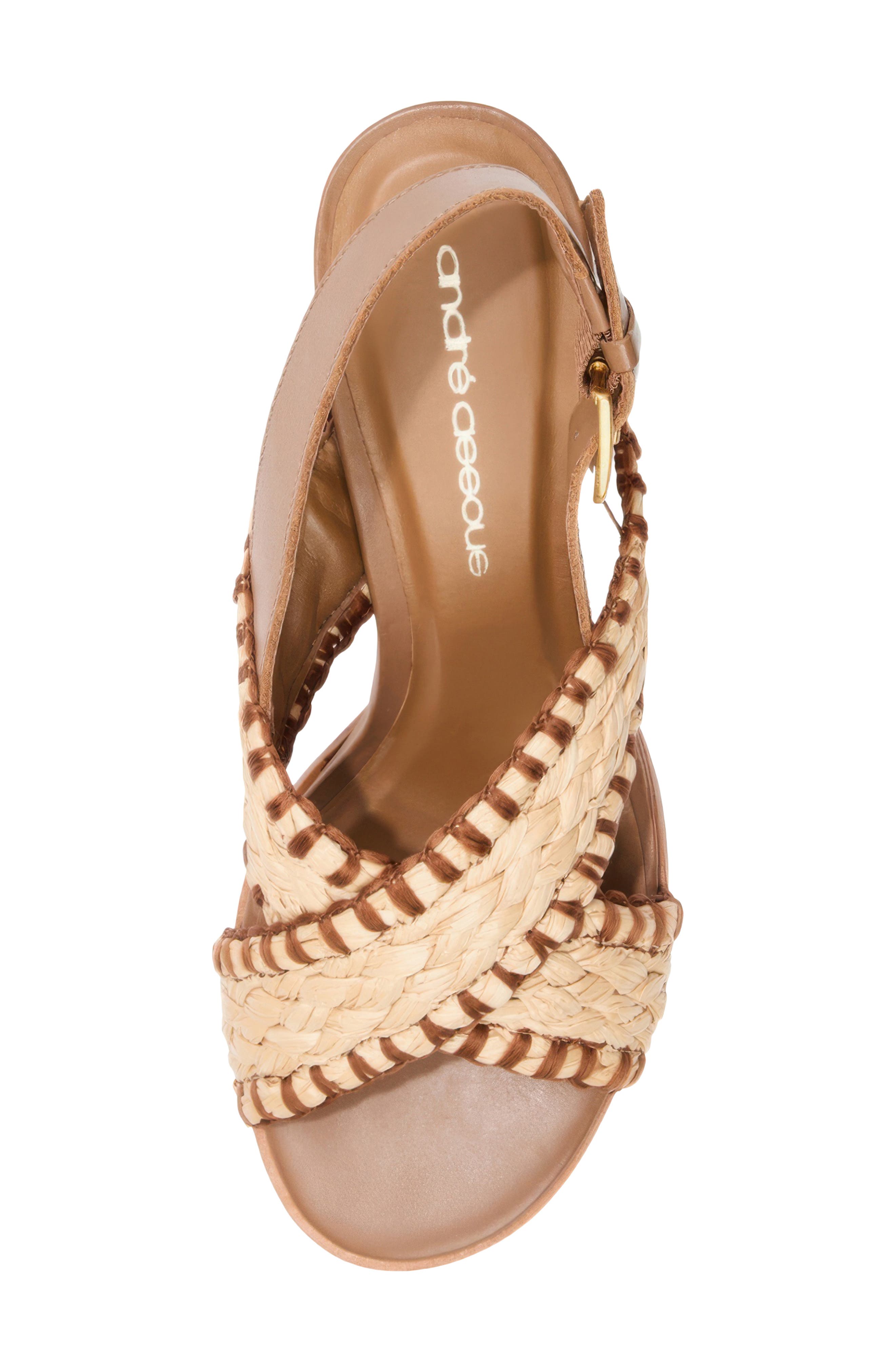 André Assous Hazel Raffia Slingback Sandal, Alternate, color, Cognac/ Natural