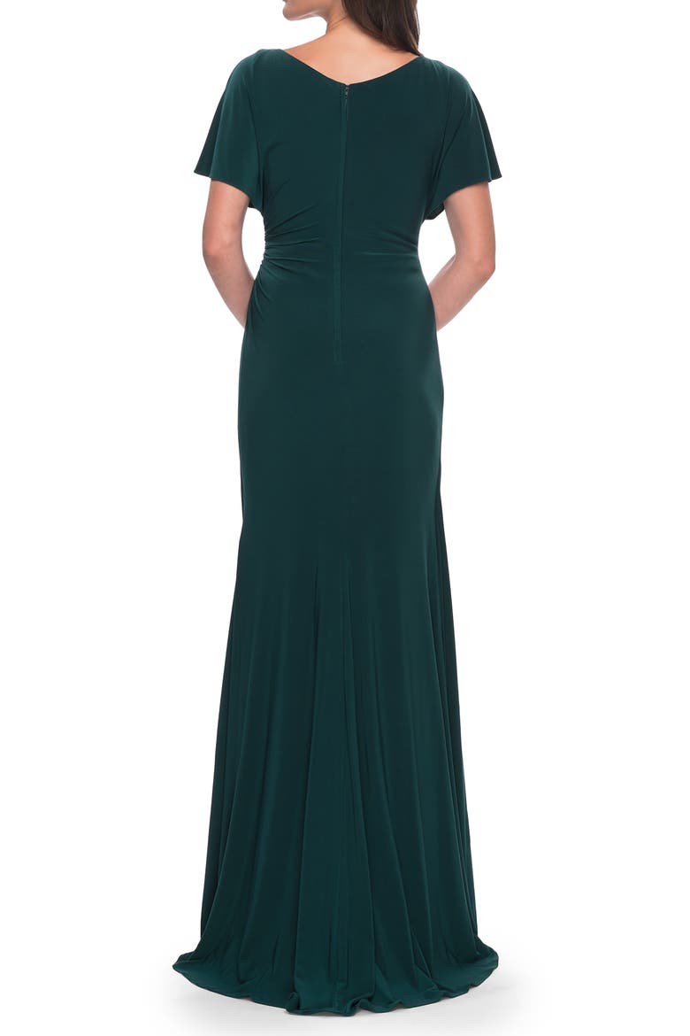 Chic Jersey Dress with V Neck and Loose Sleeves, Alternate, color, Hunter Green