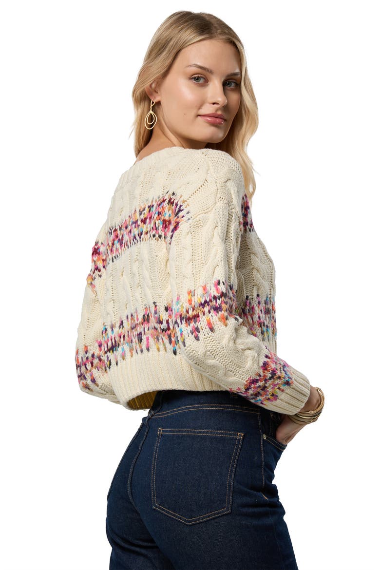 Striped Jacquard Cardigan, Alternate, color, IVORY