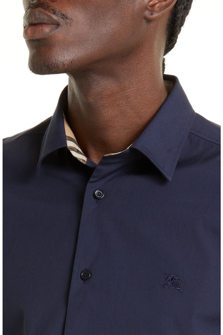 Sherfield Equestrian Knight Stretch Cotton Button-Up Shirt, Alternate, color, NAVY