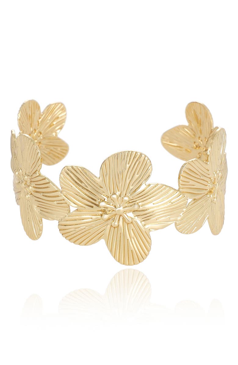 Ettika Floral Cuff Bracelet, Main, color, 