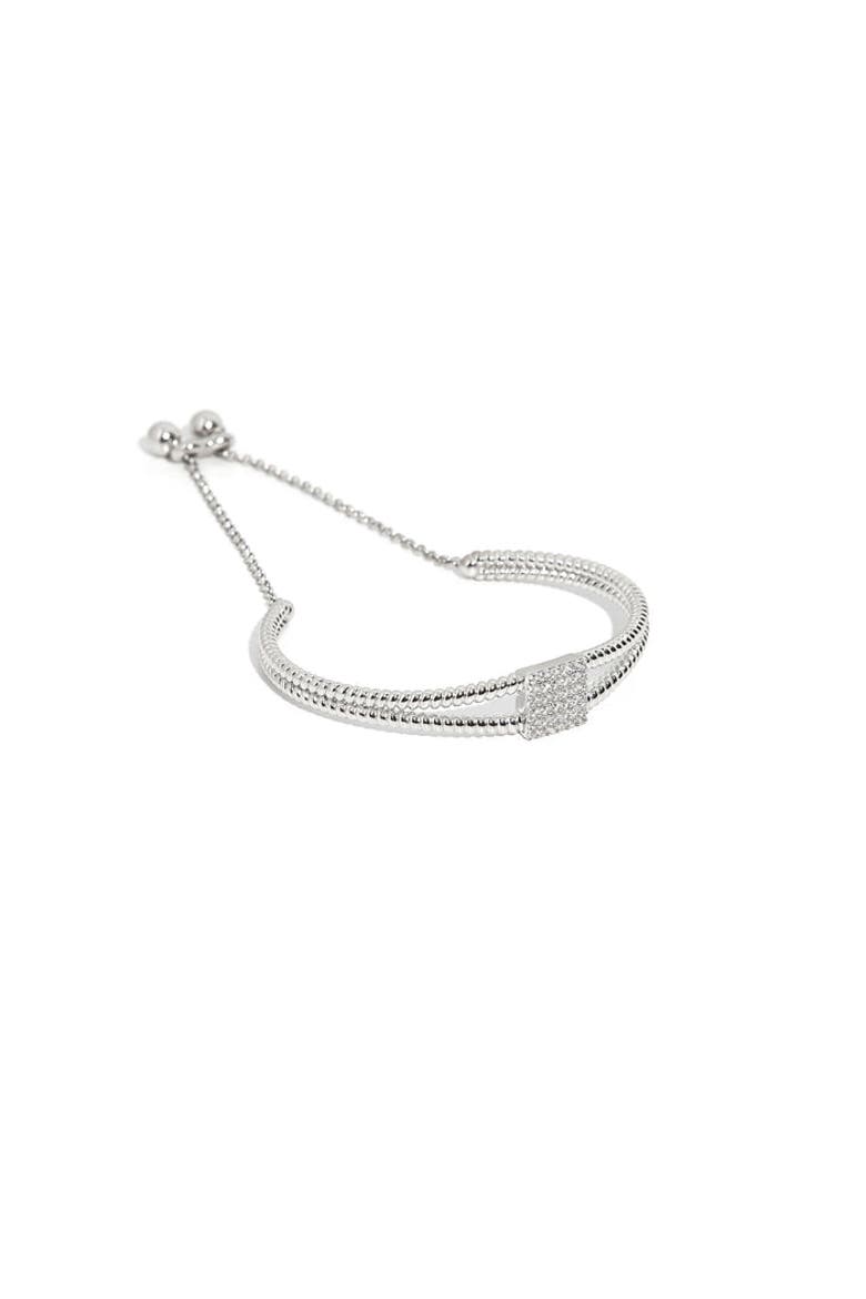 Twist Square White Bracelet, Main, color, White Gold