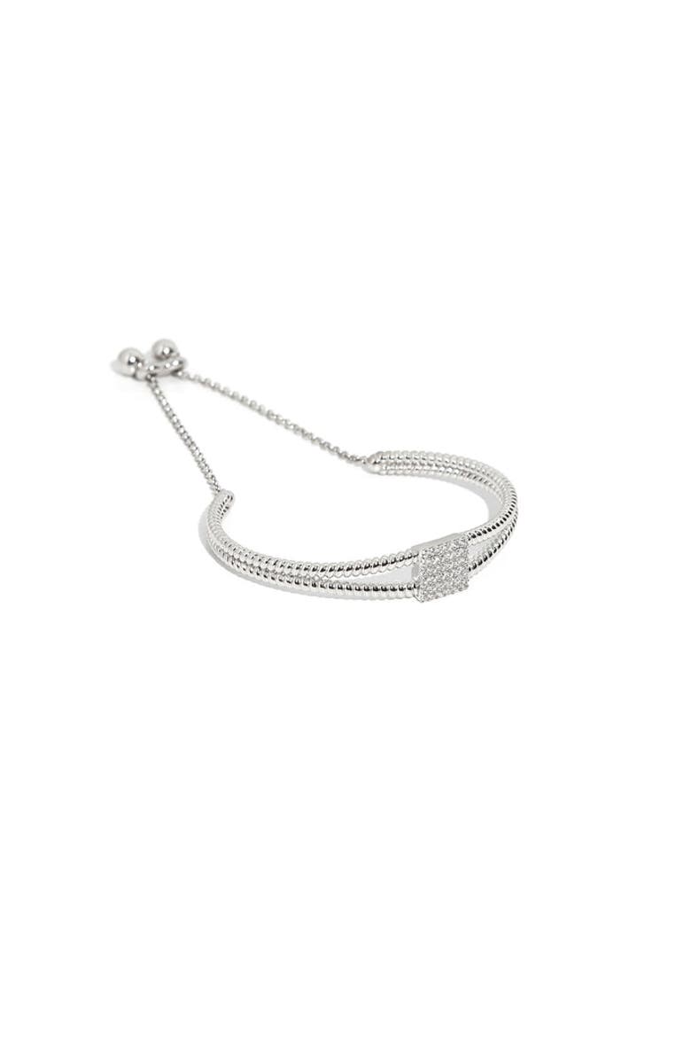 ZARUX Twist Square White Bracelet, Main, color, White Gold