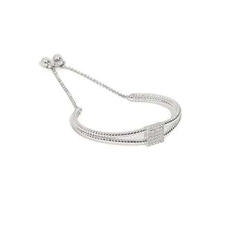 Zarux Twist Square White Bracelet In Gold
