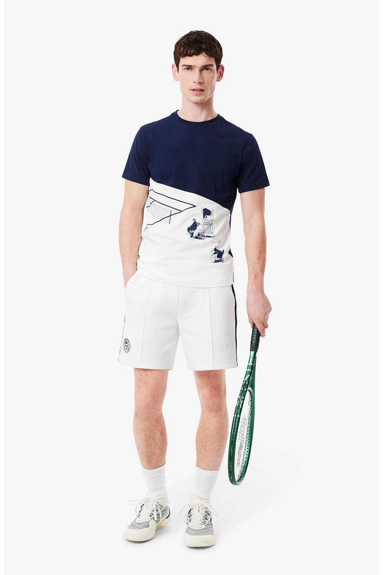 Performance Piqué Tennis Shorts, Alternate, color, 522 WHITE/ NAVY BLUE