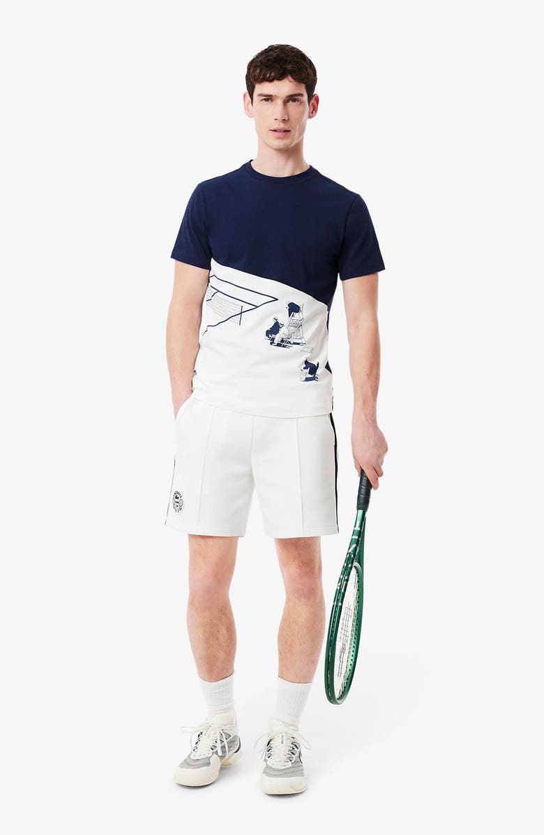 Lacoste Performance Piqué Tennis Shorts, Alternate, color, 522 White/ Navy Blue